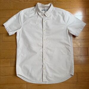 Outerknown Organic Cotton Mens Button Down Shirt‎ Short Sleeve Light Pink